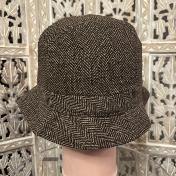 Vintage Totes Rain Rolls Right Off Mens Walking Hat Brown Herringbone Size L - Picture 3 of 8
